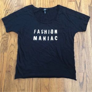 Mango MNG Jeans Fashion Maniac Black Graphic Tee T-Shirt Women’s Sz US S / EUR M